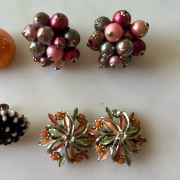 Vintage Costume Beaded Jewelry Necklaces Earrings Bracelet floral green orange - Picture 3 of 15